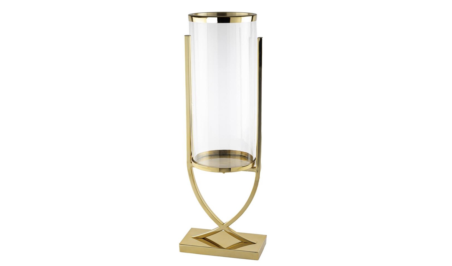 Gold X Ayaklı Metal Cam Mumluk 16x21x68 cm