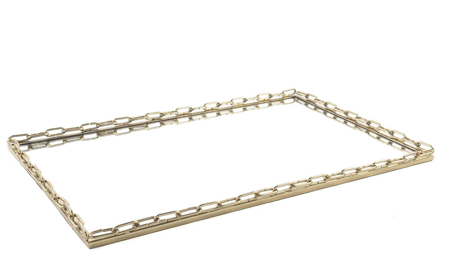 Gold Metal Dik Aynalı Tepsi 56x36 cm