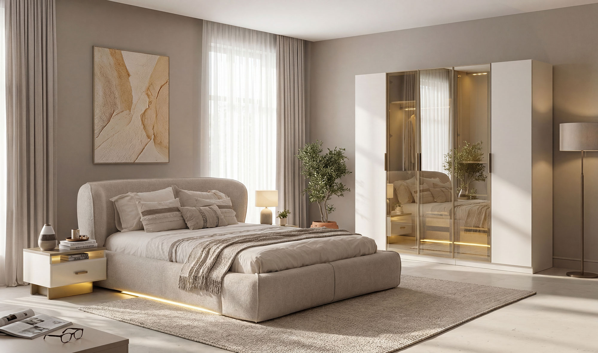 Rozetta Bazalı Yatak Odası - 5 Kapaklı