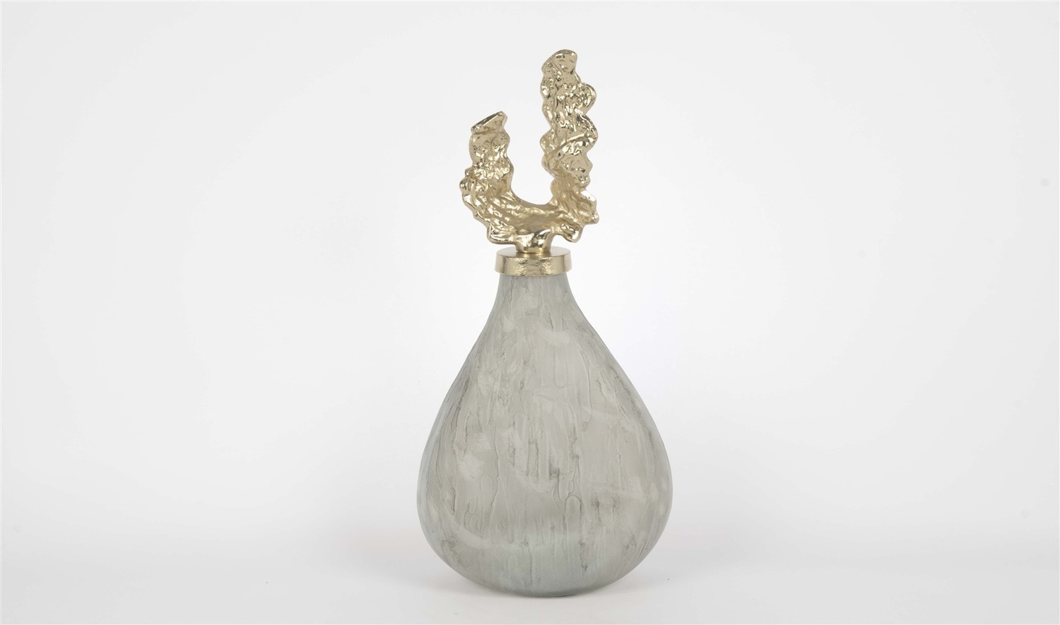 Gri Mermer Desenli Gold Kapaklı Küp 51x20 cm