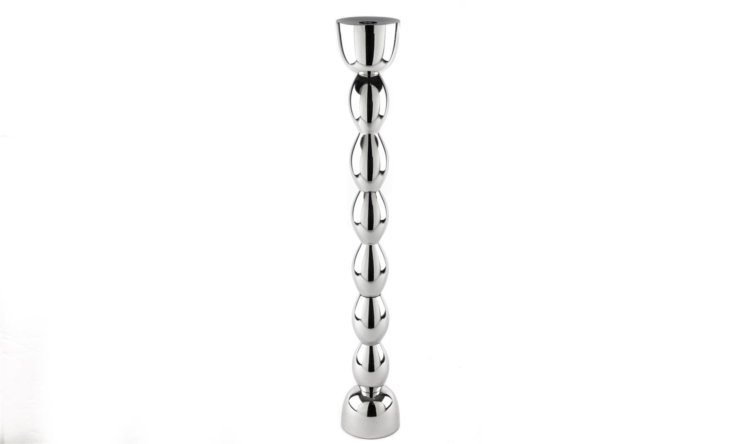 Silver Boğumlu Metal Mumluk 9x66 cm