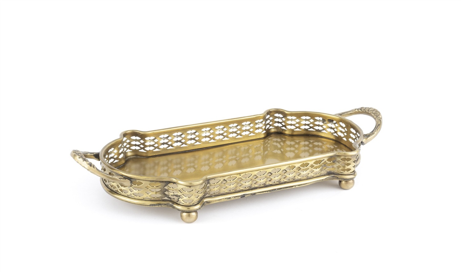 Bakır Antik Tepsi 33x15x6 cm