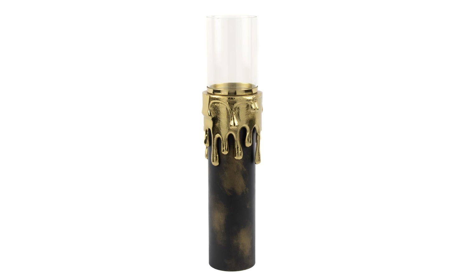 Antik Gold Siyah Camlı Mumluk 13x52 cm