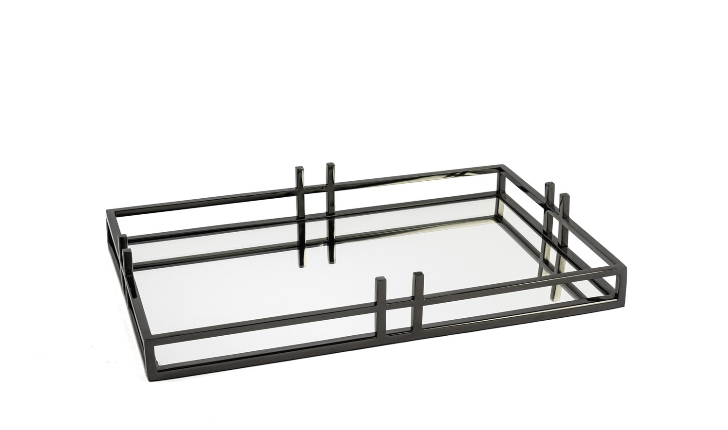 Siyah Metal Aynalı Tepsi 41x26x7 cm