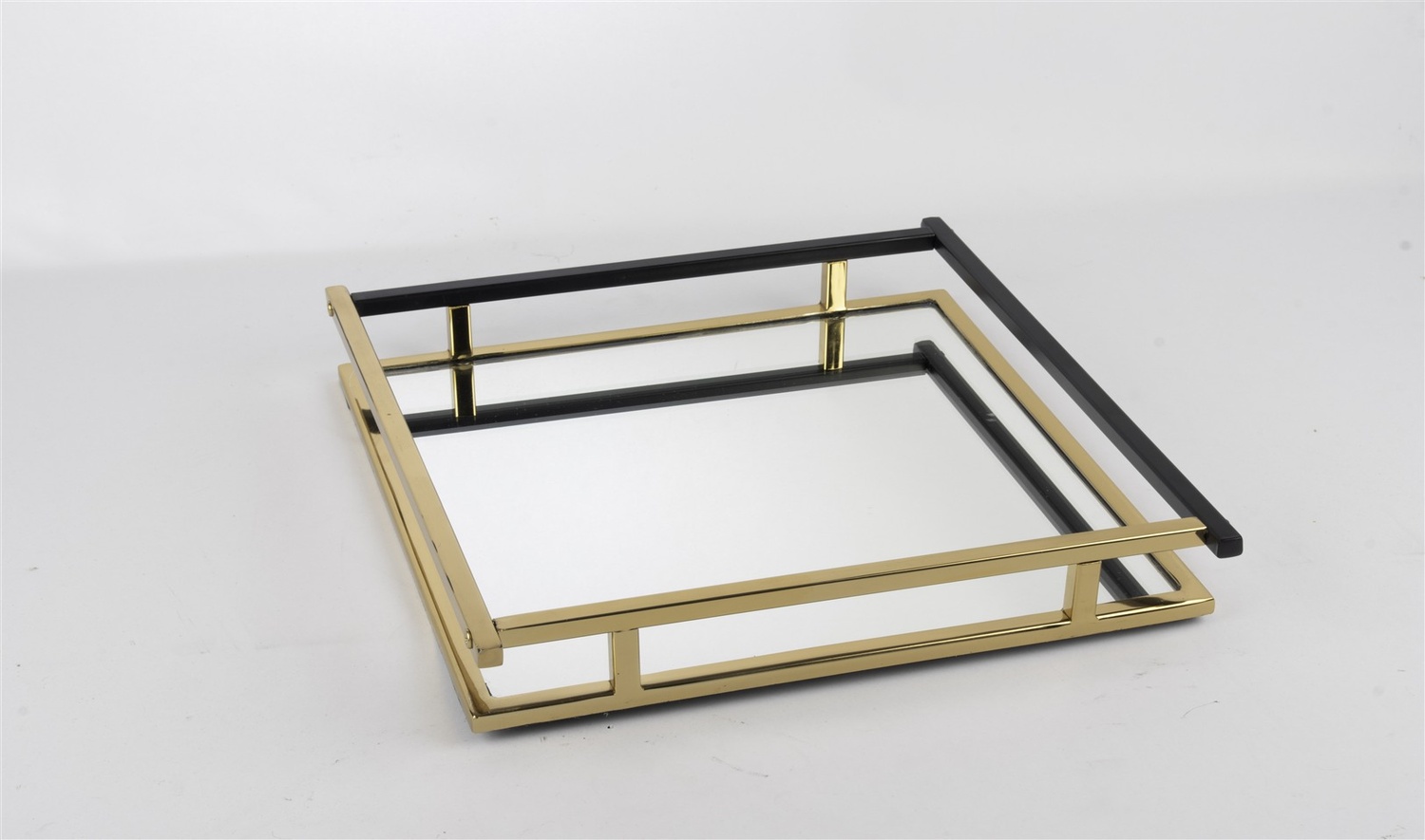 Gold Mat Siyah Aynalı Tepsi
