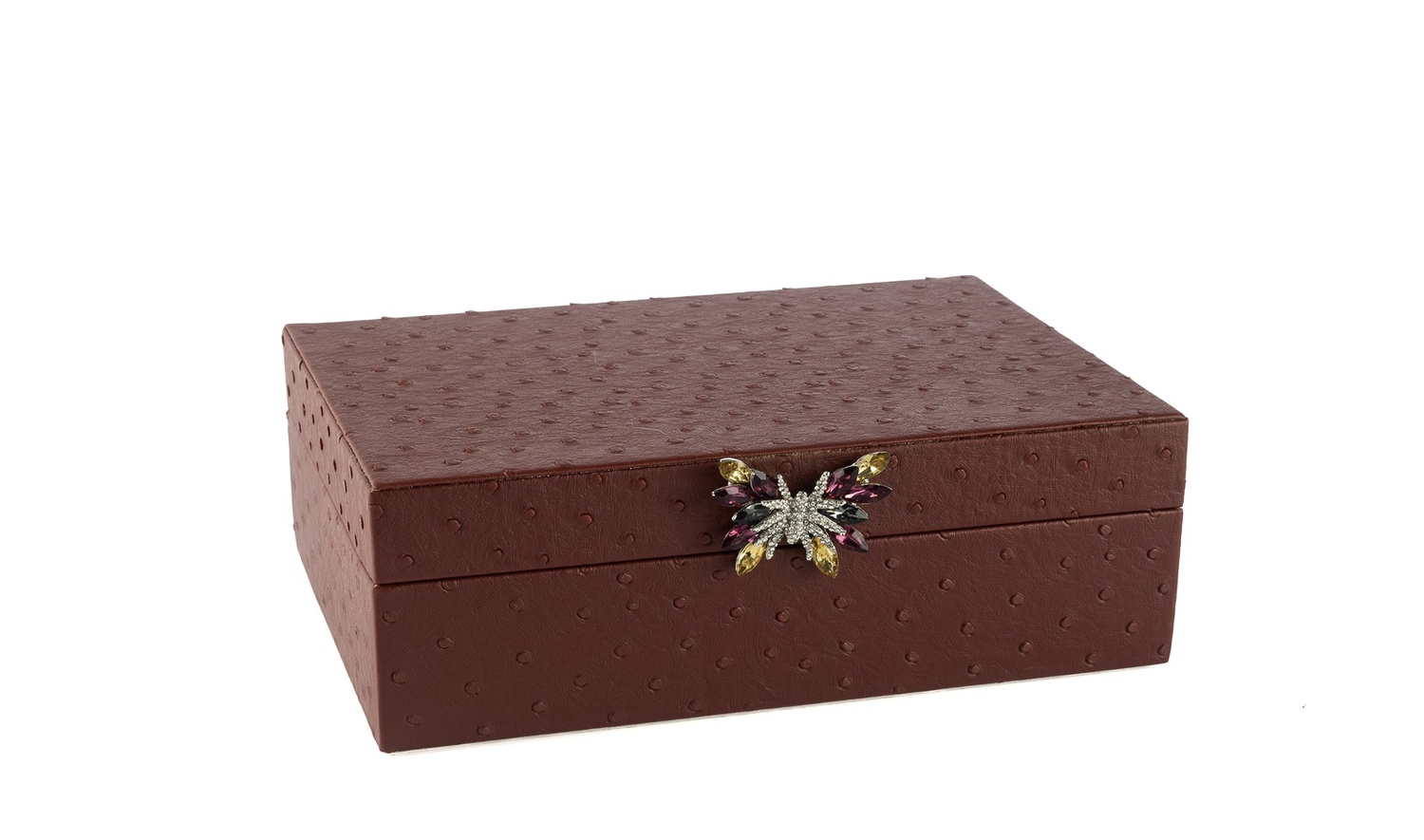 Bordo Kelebek Kulplu Deri Kutu 25x18 cm