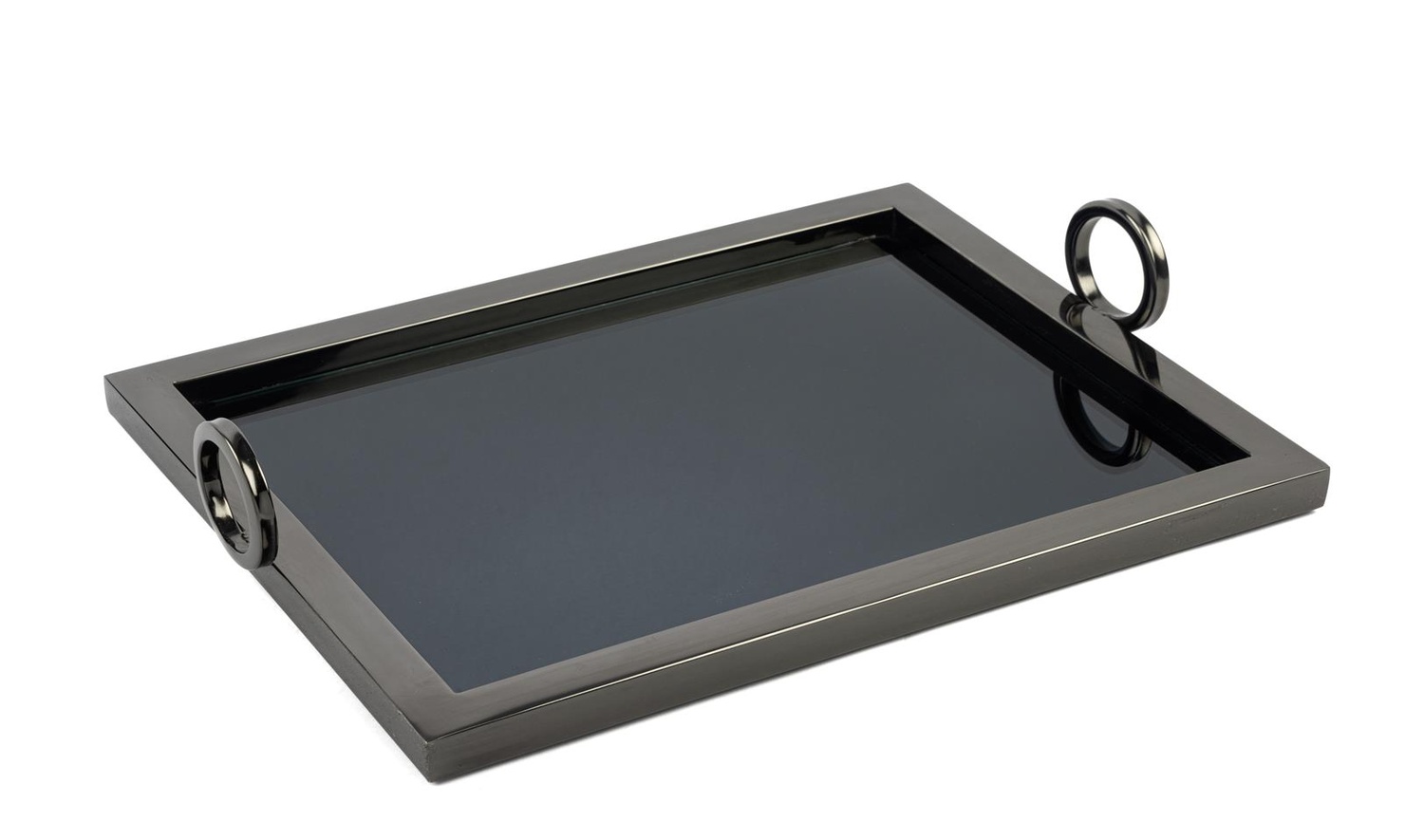 Siyah Metal Dik Aynalı Tepsi 37x28x8 cm