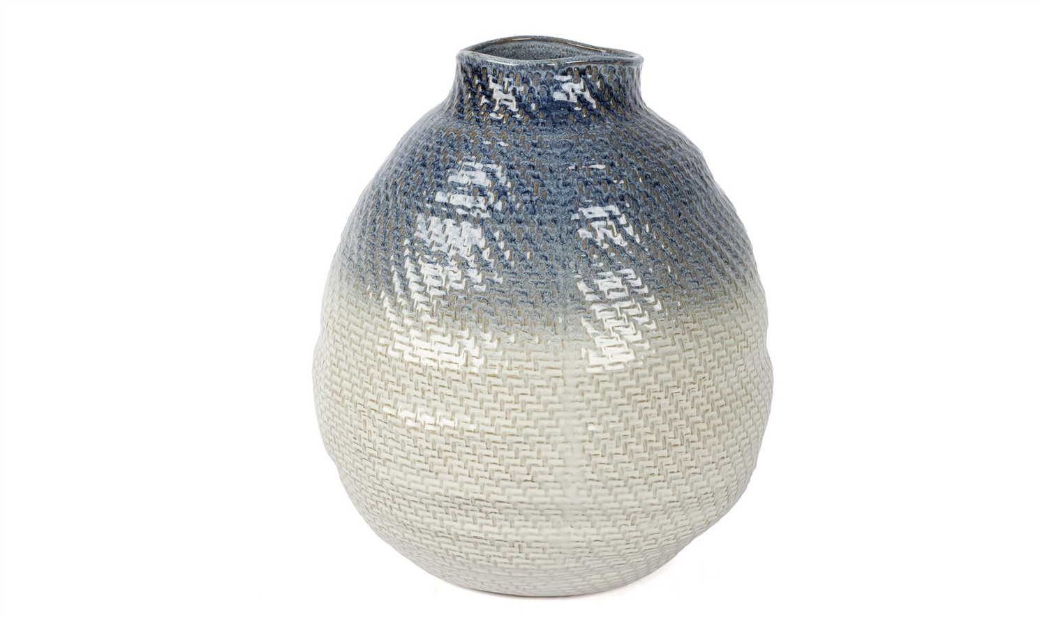 Beyaz Mavi Geçişli Seramik Küp 46x36 cm