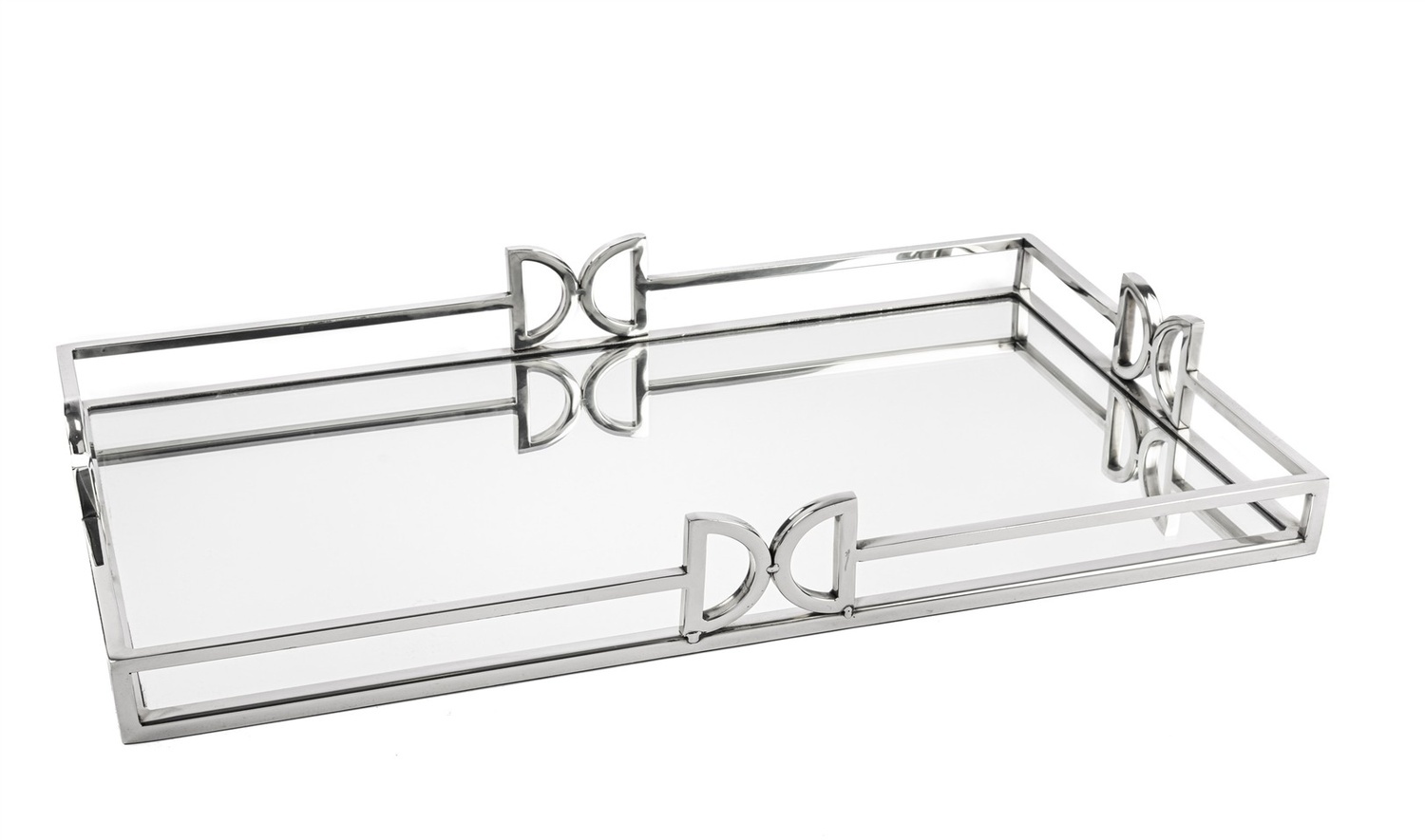 Gümüş Metal Aynalı Tepsi 50x31x7 cm