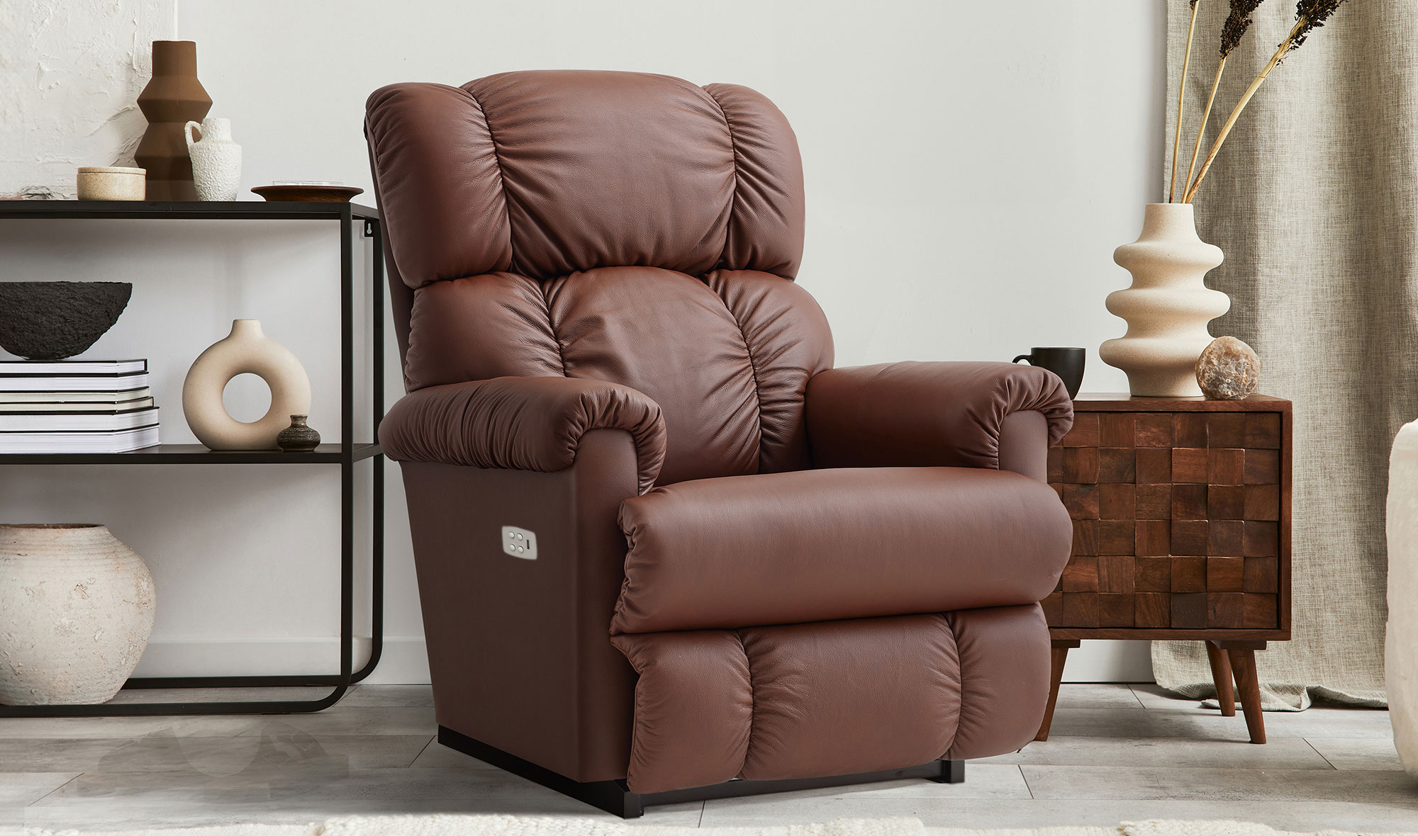 La-Z-Boy Pinnacle Leather Madras Chesnut Elektrikli Tv Koltuğu