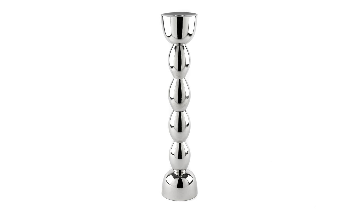 Silver Boğumlu Metal Mumluk 9x48 cm