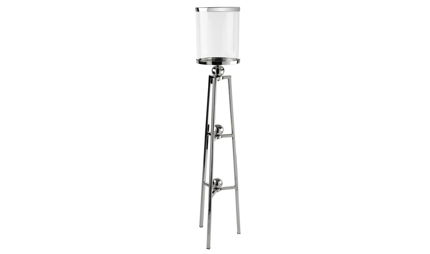 Silver 3 Ayaklı Metal Cam Mumluk 21x103 cm