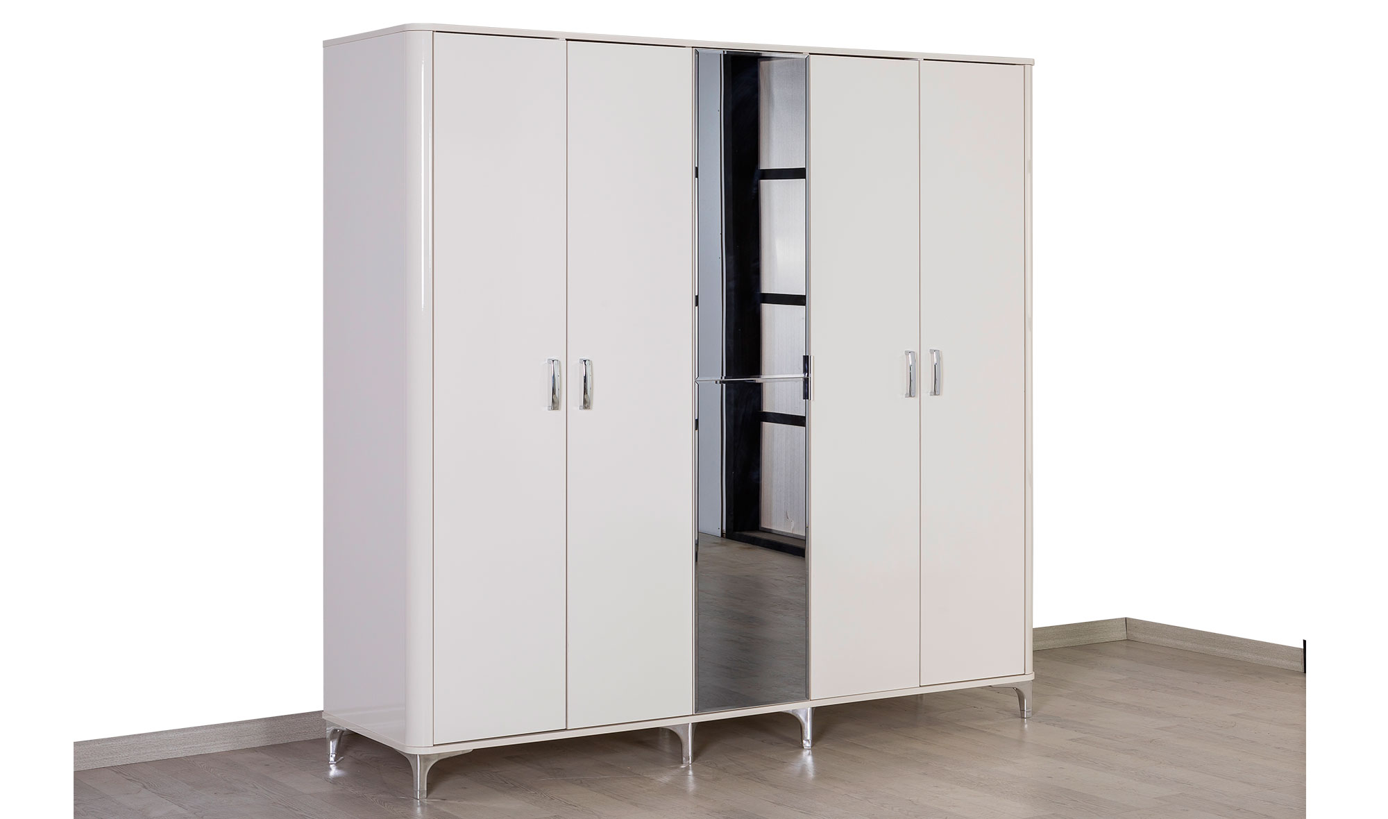Plain 5 Kapılı Gardrop - Beyaz