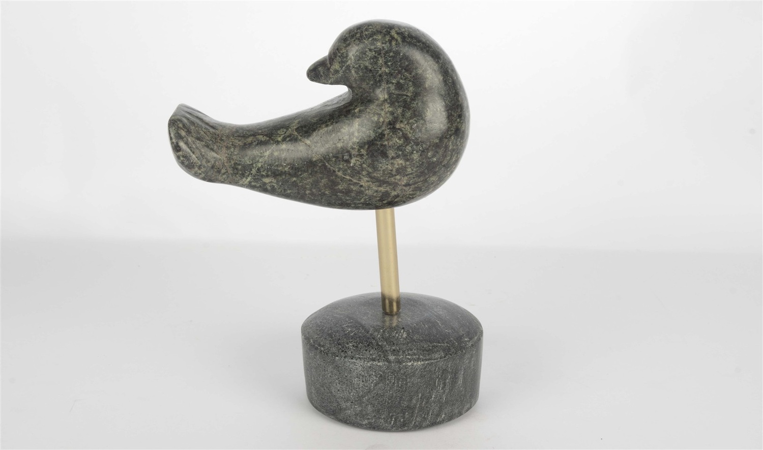 Mermer Metal Çubuk Kuş Obje 14x22cm