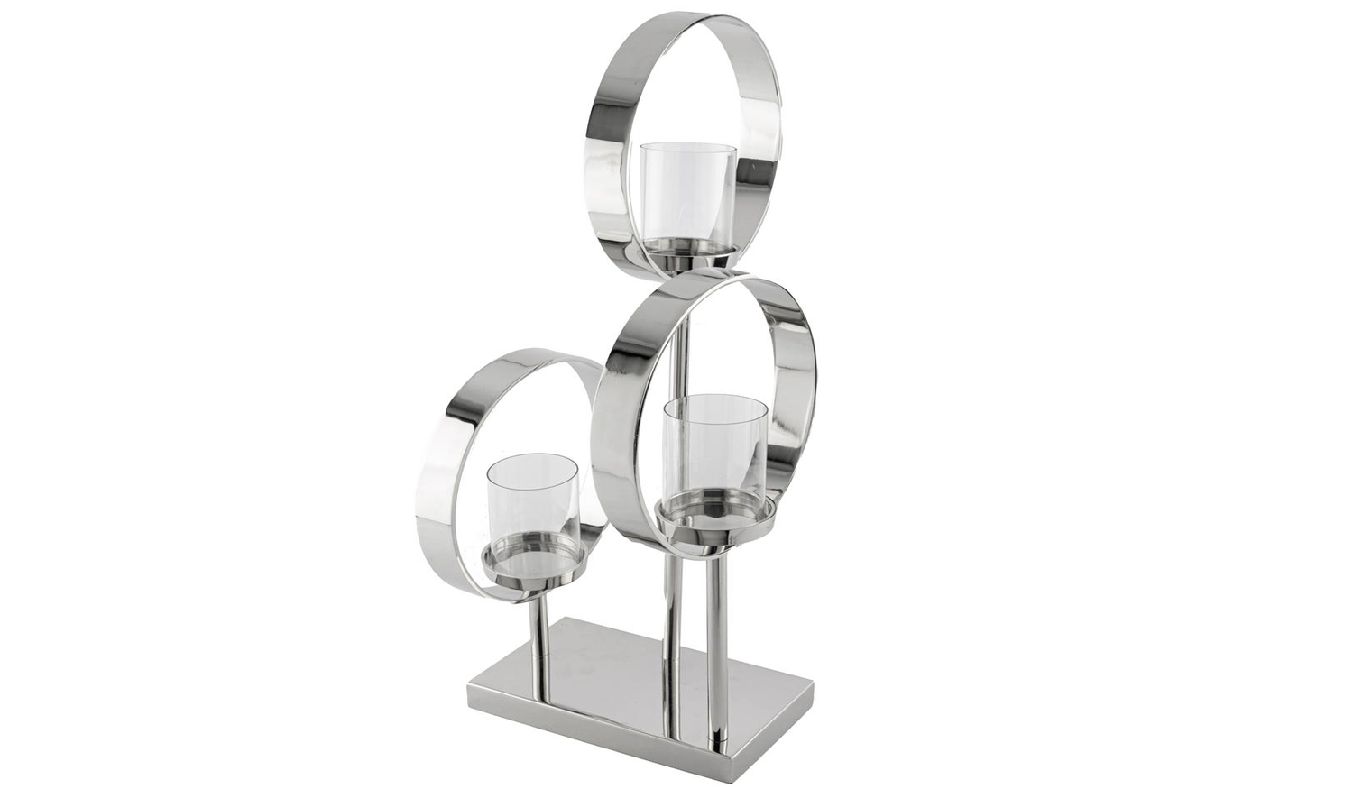 Silver 3lü Halka Metal Cam Mumluk