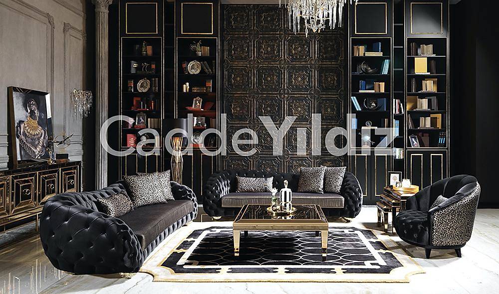 Fendi Black & Gold Luxury Koltuk Takımı - 2140