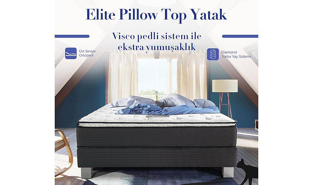 Yatsan Uykucu Elite Pillow Top Visco Pedli Yatak 180x200 cm