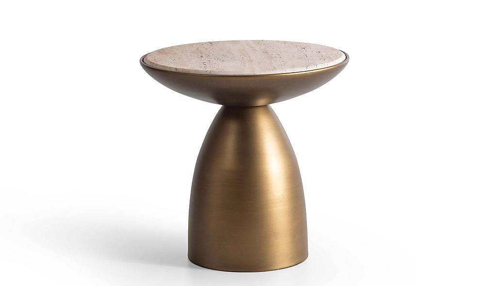 Joy Sehpa Seti - Brass - Traverten