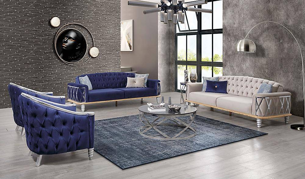 Aura Mavi Salon Takm