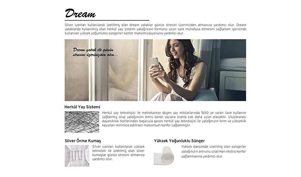Dream Yatak Seti Baza + Başlık + Yatak V2