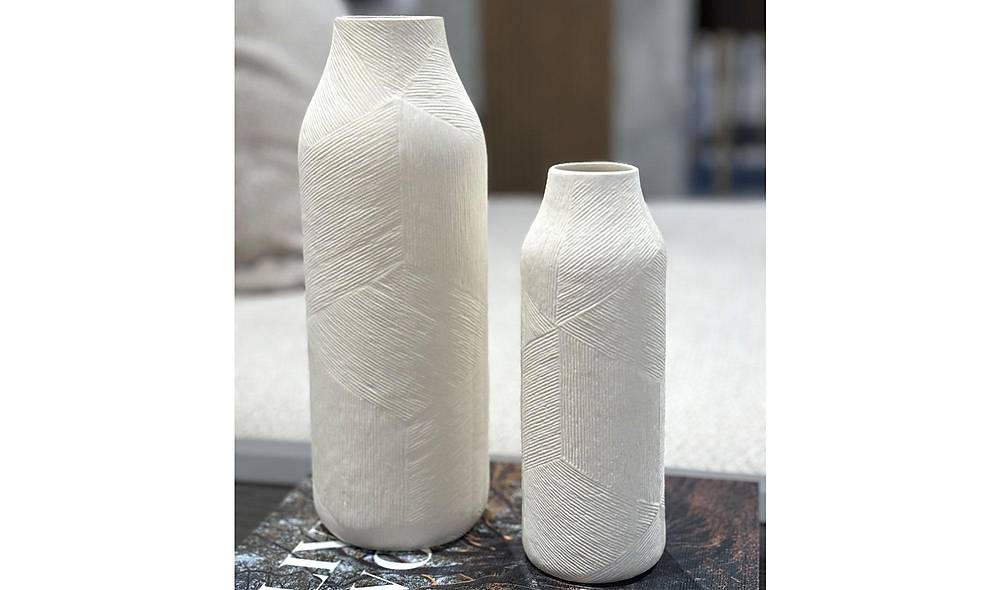 Dokulu Seramik Vazo - 2 Adet