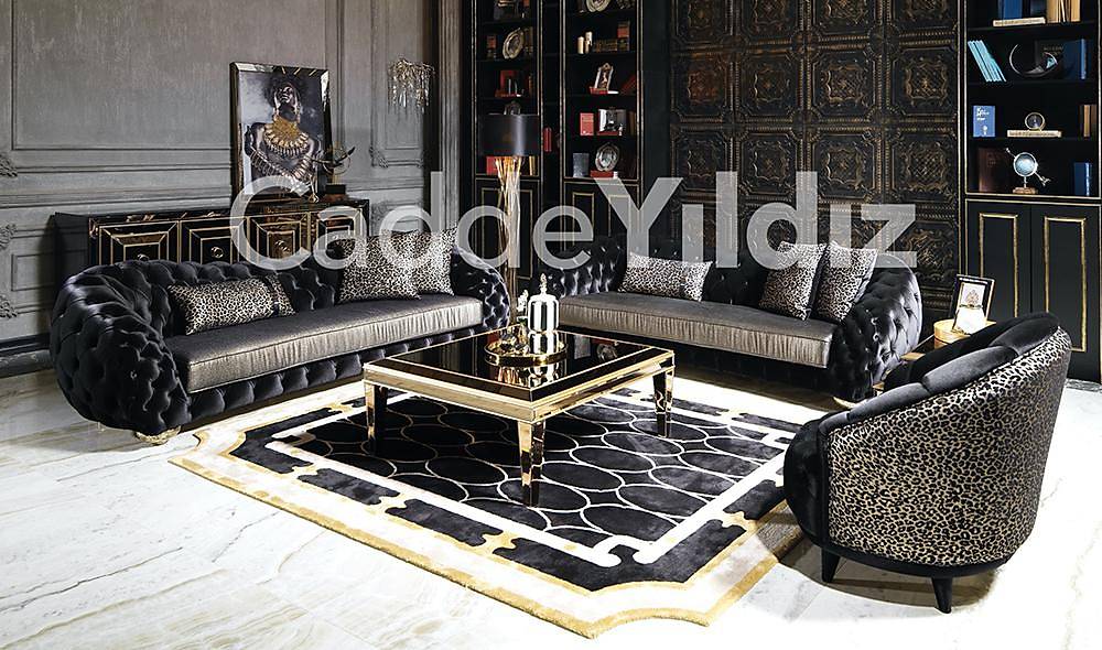 Fendi Black & Gold Luxury Koltuk Takımı - 2140