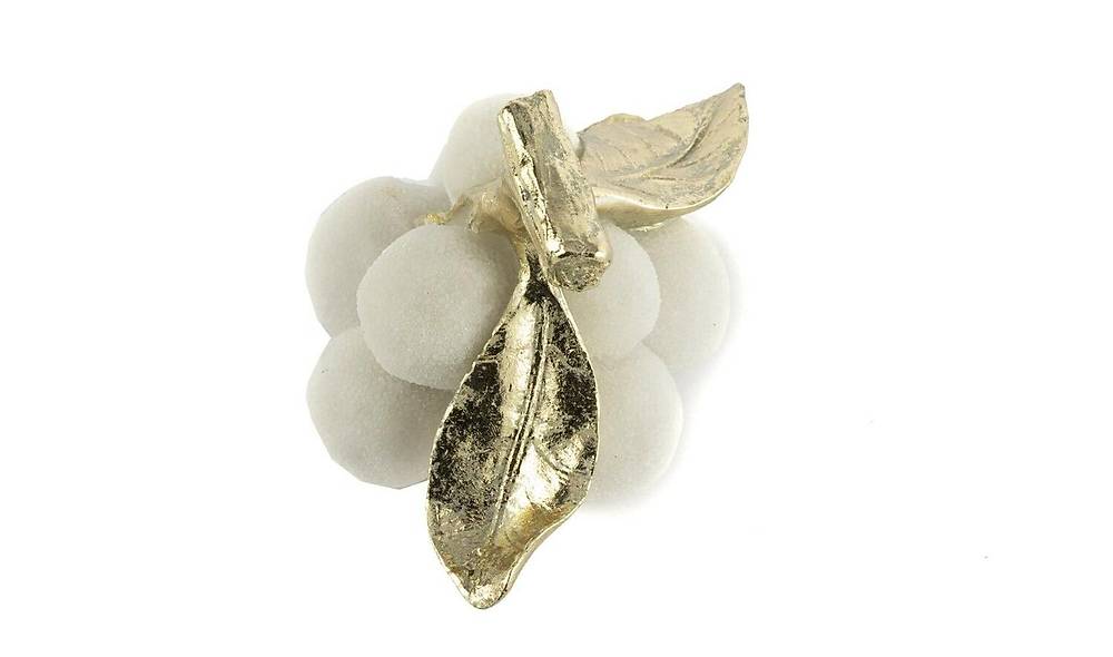 Gold Beyaz �z�m Resin Obje 16x12 cm