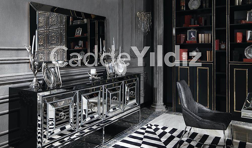 Fendi Black & Silver Luxury Yemek Odas