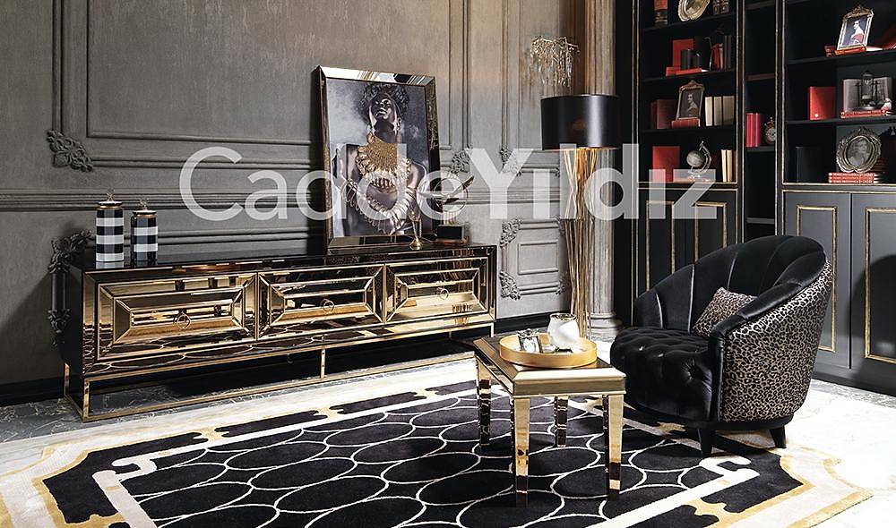 Fendi Black & Gold Luxury Yemek Odas