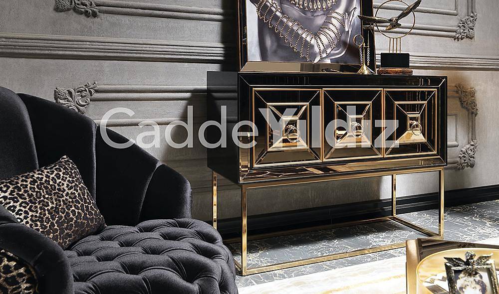 Fendi Black & Gold Luxury Yemek Odas