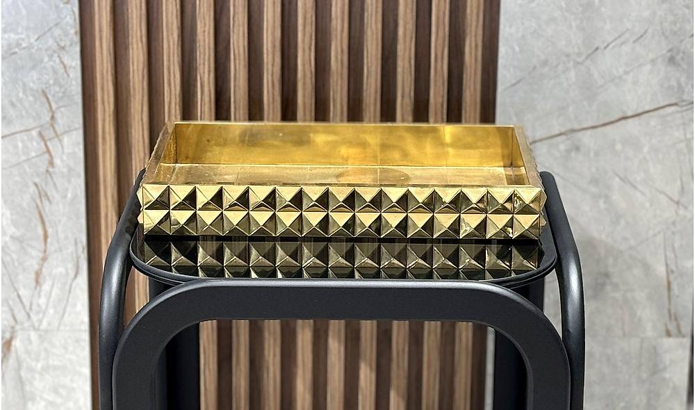 Dekoratif Prizma Gold Tepsi