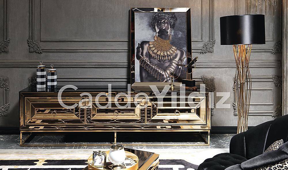 Fendi Black & Gold Luxury Tv Ünitesi