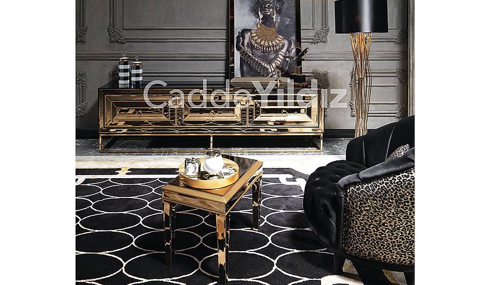 Fendi Black&amp;Gold Luxury Yemek Odası CaddeYıldız Mobilya