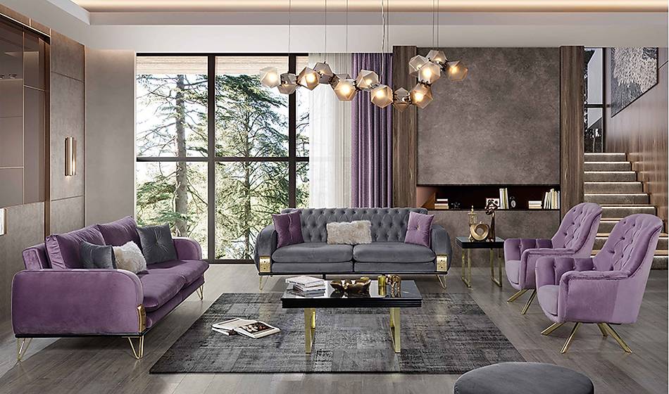 Almina Gri Salon Takımı CaddeYıldız Mobilya