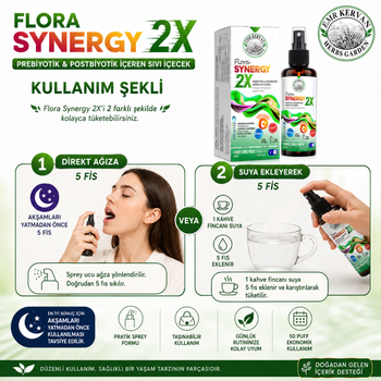 Emr Kervan Herbs Garden Flora Synergy 2X Prebiyotik & Postbiyotik ��eren S�v� ��ecek 50 mL