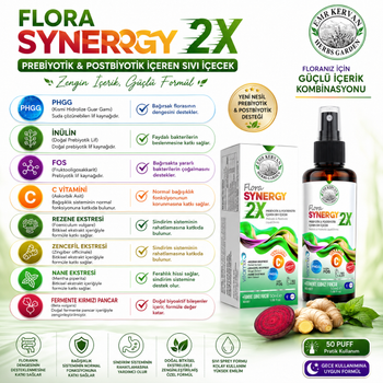Emr Kervan Herbs Garden Flora Synergy 2X Prebiyotik & Postbiyotik ��eren S�v� ��ecek 50 mL