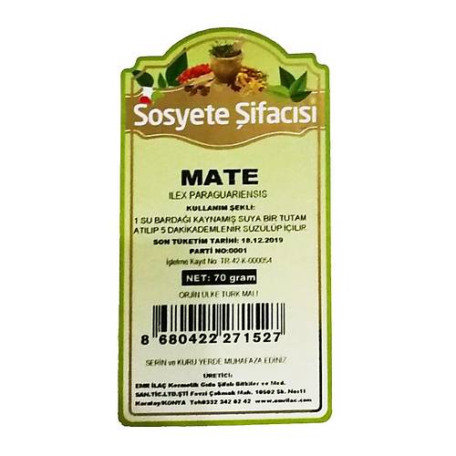  Mate Yapra��  70 Gram