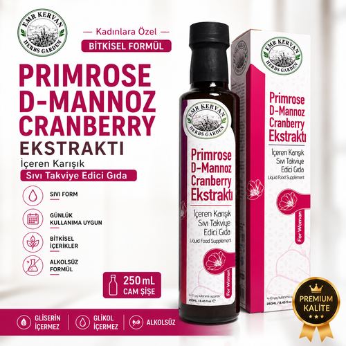 Emr Kervan Herbs Garden Primrose & D Mannoz ve Cranberry Ekstrakt� ��eren Kar���k S�v� Takviye Edici G�da 250ml
