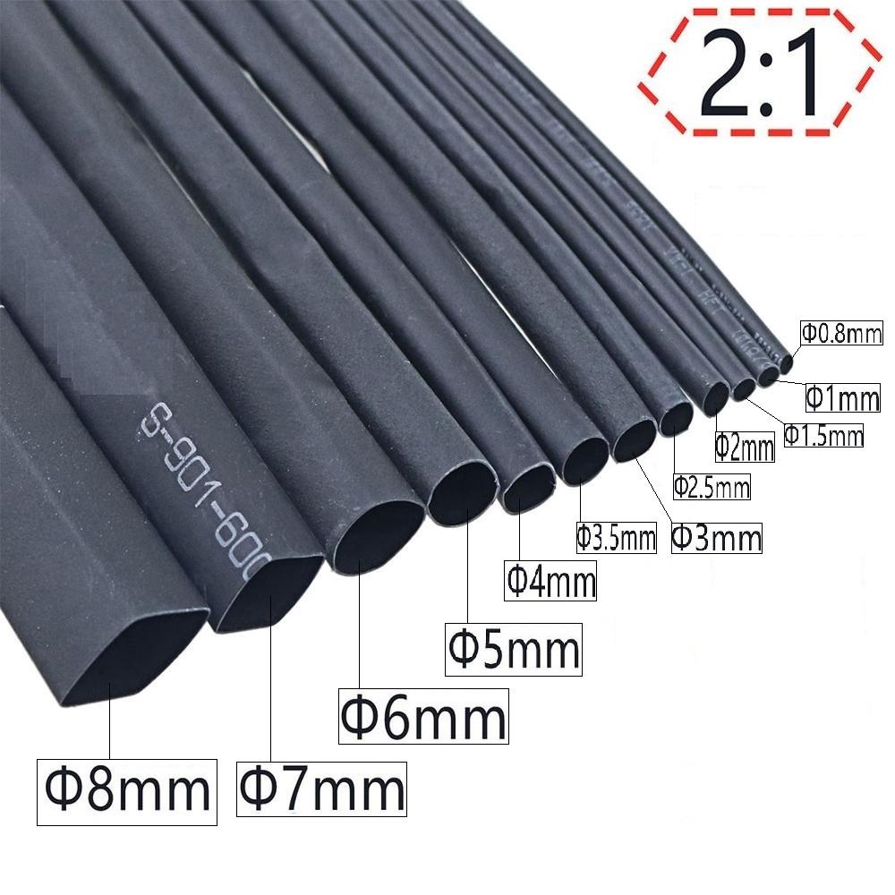 Isı ile 2/1 Daralan Makaron 1 mm - Siyah - 200 Metre