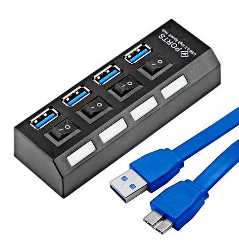 USB 3.0 On/Off Anahtarlı 4 Port Hub