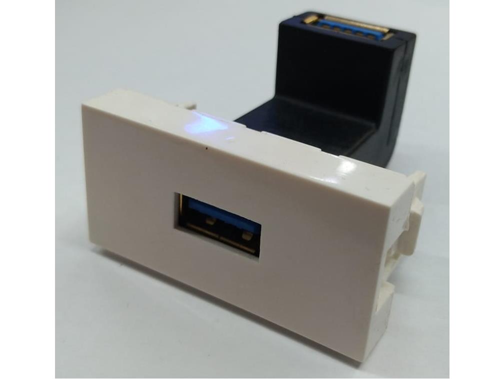 USB 3.0 Priz Modülü - 22.5X45 - Dişi - Dişi - 90 Derece