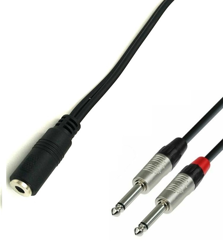 3.5 mm Stereo Dişi to 2x 6.3 mm Mono Erkek Çevirici Kablo 20 cm