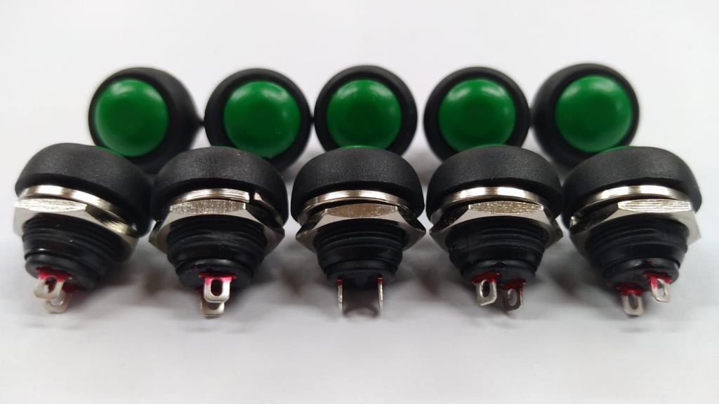 "184" 12 mm Yeşil Push Buton - 10 Adet
