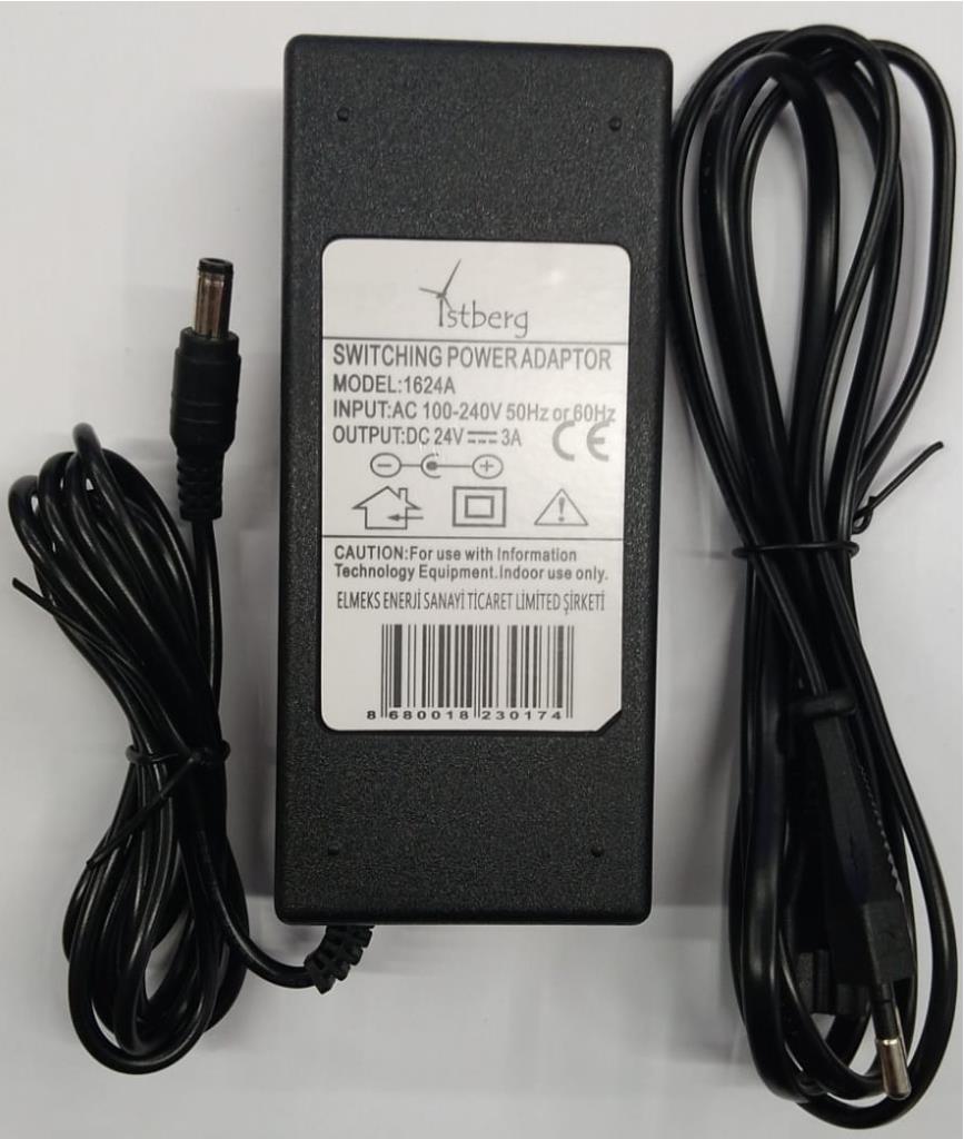 24 Volt 3 Amper DC Adaptör 5.5x2.5 mm Uçlu