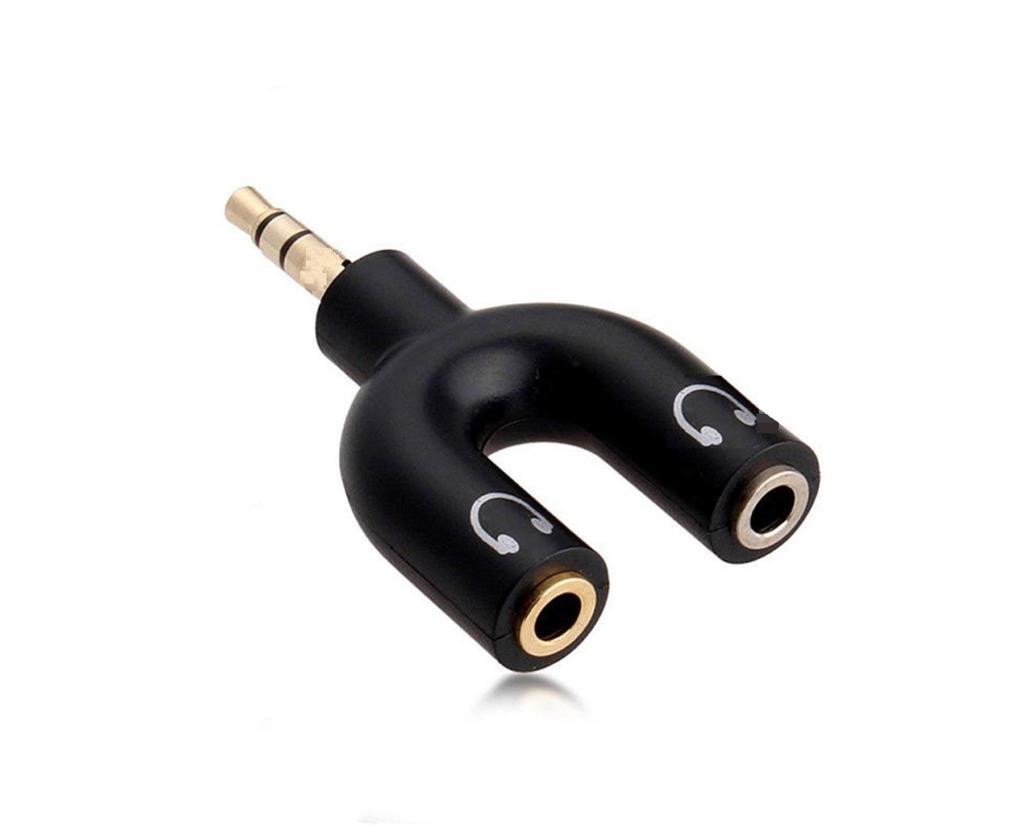3.5 mm TRS Stereo Kulaklık Çoklayıcı "U" Tip Aparat - Siyah