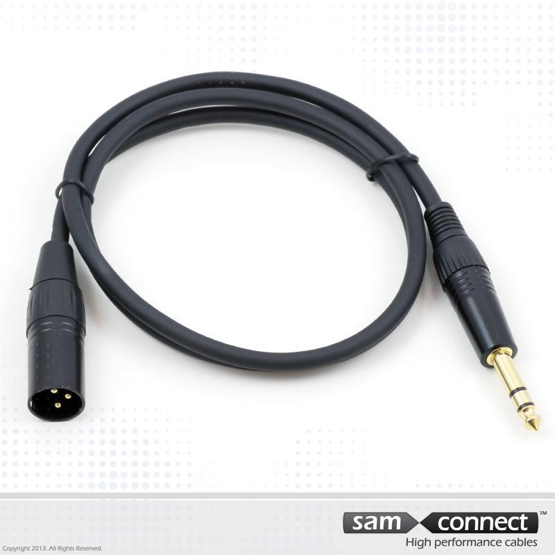 XLR Erkek to 6.3 mm TRS Stereo Kaliteli Siyah Kablo 2 Metre