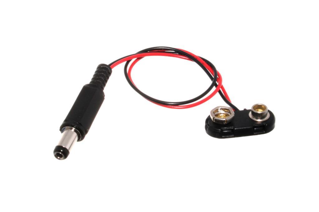 DC 5.5x2.1 mm Erkek to 9 Volt Pil Başlığı