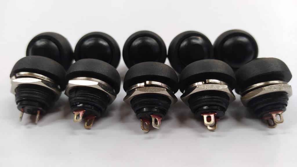 "184" 12 mm Siyah Push Buton - 10 Adet