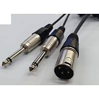 XLR Erkek to 2x 6.3 Mono Erkek Kablo 2 Metre