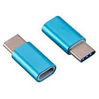 Type-C Erkek - Micro USB Dişi Şarj Kablosu Çevirici - Mavi